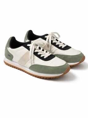 J.Crew Colorblock Trainers Retro Sneakers Green Cream Suede Nylon Women’s 10